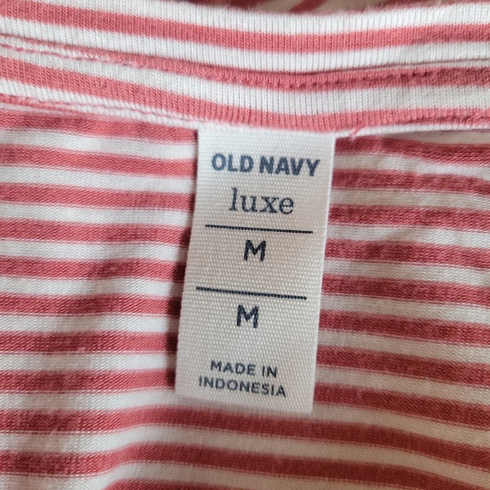 Old Navy Pink and White Stripe Luxe Long Sleeve Tee  Women's Size M - Picture 7 of 8